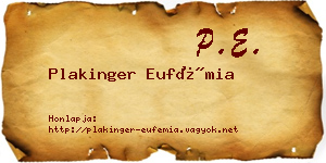 Plakinger Eufémia névjegykártya